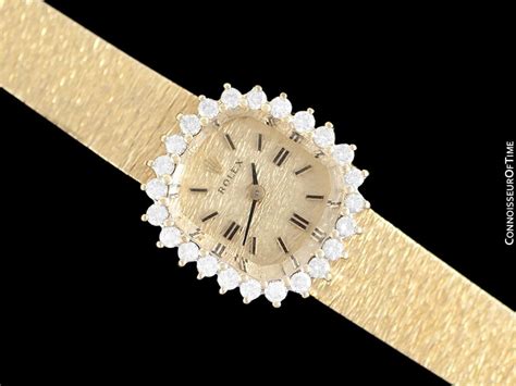 1990 Rolex Vintage Ladies Dress Bracelet Watch 14k Gold And Diamonds