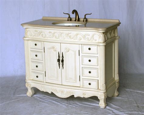 adelina antique style single sink bathroom vanity  antique white