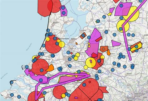 kaart met drone nofly zones  nederland dronewatch