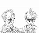 Joker Arkham City Batman Sketch Face Coloring Pages Two sketch template