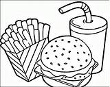 Coloring Pages Food Fast Printable Kids Adults Foods sketch template