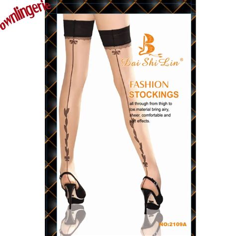 sexy women fashion ladies high heal seamed seam thigh high stockings hose black top nude