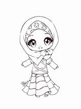 Coloring Muslim Pages Muslimah Cute Little Kids Islamic Chibi Cutie Miss Hijab Drawings Sureya Drawing Islam 1000 Characters Printable Ramadan sketch template