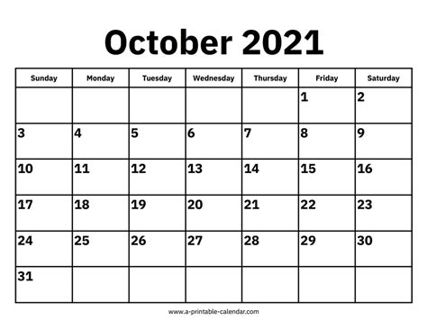 october  calendars printable calendar