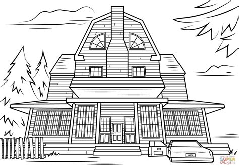 scary haunted house coloring page  printable coloring pages