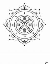 Dharma Buddhist Mandala Rueda Tatuaggio sketch template