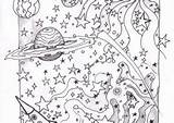 Coloring Pages Psychedelic Space Outer Coloring4free Printable Adult sketch template