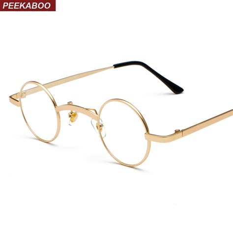 Peekaboo Small Round Eyeglasses Frames Men Vintage 2018 Silver Gold