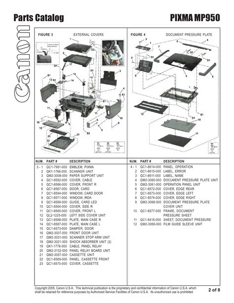 canon pixma mp parts catalog