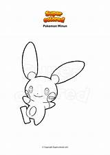Pokemon Minun Supercolored Plusle Relaxo Gigadynamax Elektro sketch template