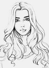 Sketches Girl Drawing Drawings Draw Coloring Realistic Pages Face Girls Hair Cool Cute People Person 3d Dibujos Pencil Sketch лица sketch template