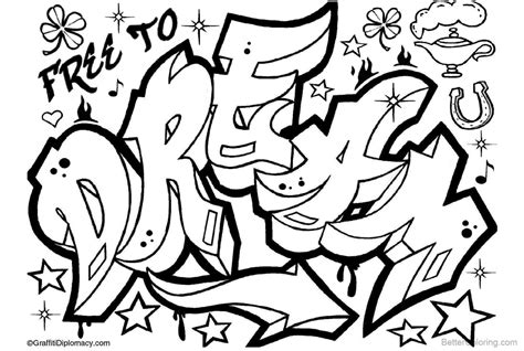 graffiti coloring pages letters dream drawing  printable coloring