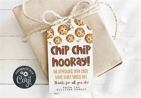 chip chip hooray appreciation tag template printable chocolate chip