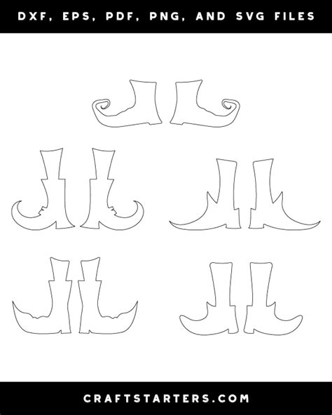 witch feet outline patterns dfx eps  png  svg cut files