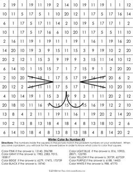 grade winter activities  grade winter math color  number