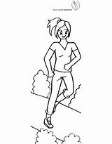 Coloring Running Girl Park Getdrawings sketch template