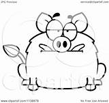 Boar Bored Clipart Outlined Coloring Vector Cartoon Thoman Cory Illustration Royalty sketch template