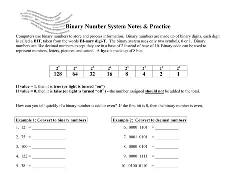 binary number system notes practice