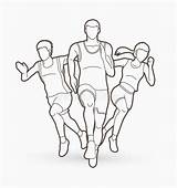 Funzionamento Gruppo Gente Persone Maratona Corridore Corrono Uomo Pareggiatore sketch template