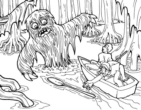 swamp monster coloring page   halloween enjoy find