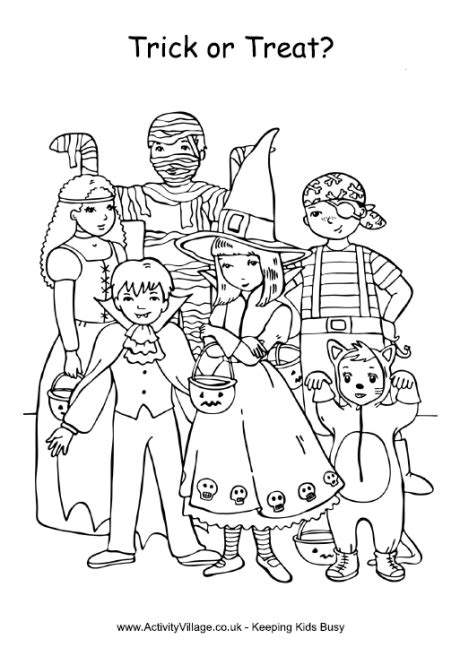 trick  treat colouring page
