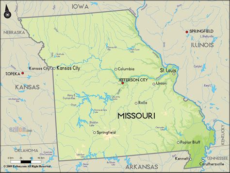 geographical map  missouri  missouri geographical maps