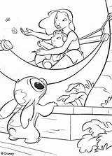 Stitch Lilo Coloring Hammock Pages Color Print Disney Hellokids Et Para sketch template