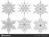 Coloring Snowflakes Six Book Illustration Pages Stock Vector Element Christmas Colouring Gmail Depositphotos sketch template