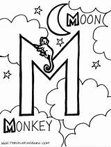 Coloring Letter Pages Moon Monkey Alphabet Colouring Kids Sheets Printable Color Getcolorings Tot School sketch template