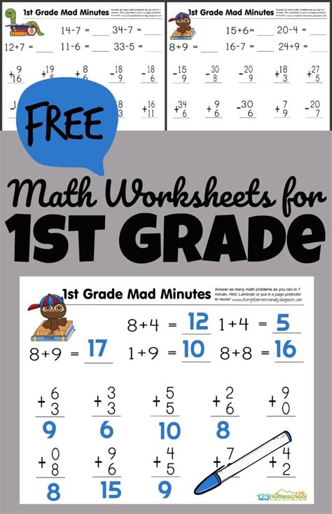 st grade printable math worksheets  grade mad minutes