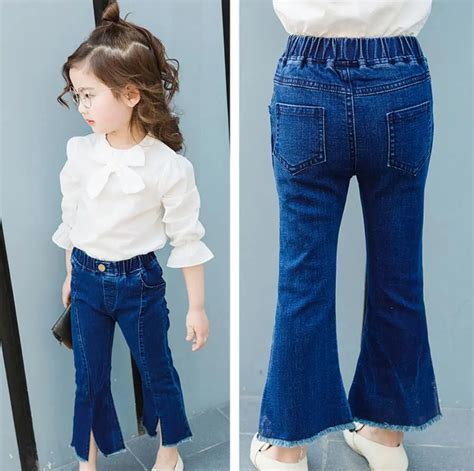 fashion baby girls clothing skinny solid boot cut denim jeans pants
