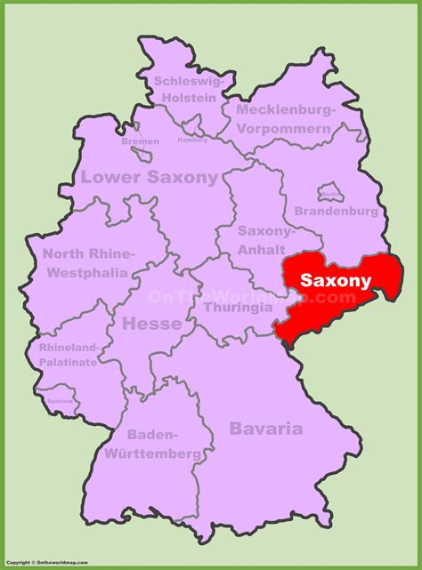 saxony location   germany map