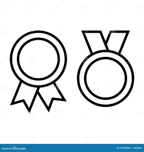 medal icons isolated  white background outline design vector