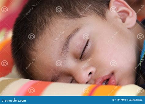 cute kid  deep sleep stock photo image