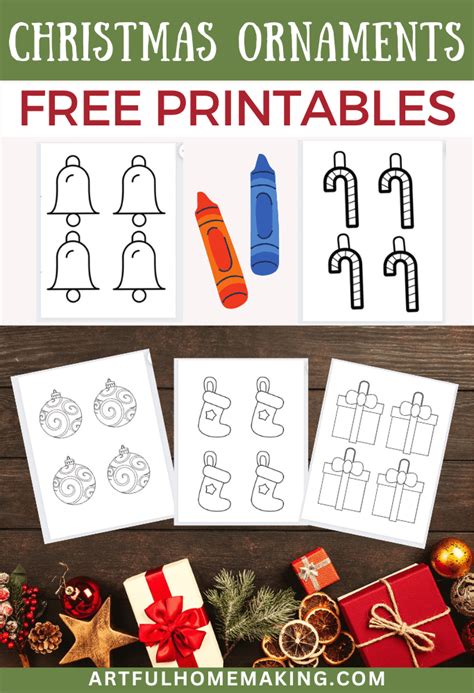 christmas ornaments printable  pages artful homemaking