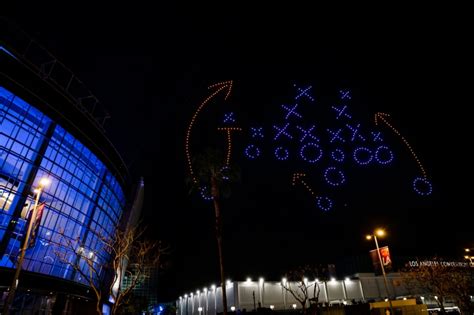 la treated  dazzling super bowl themed drone show daily news