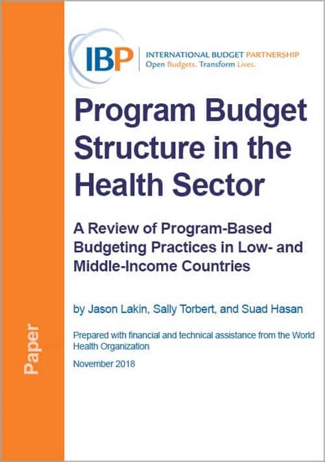 program budget structure   health sector  review  program