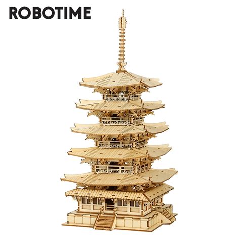 robotime rompecabezas de madera juguete pagoda regalo de cumpleaños