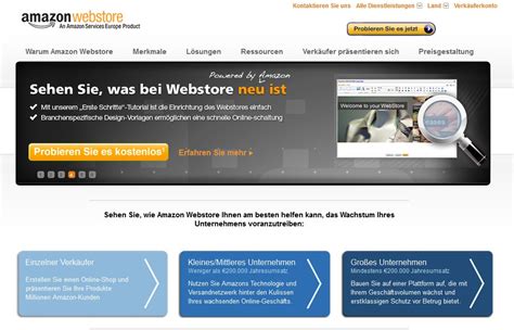 amazon services europe bietet ab sofort amazon webstore auf wwwamazonde  eine webshop