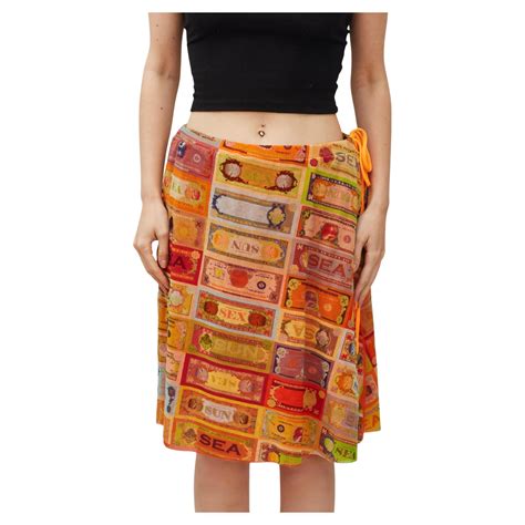 jean paul gaultier orange nylon sex sea sun dollar print skirt