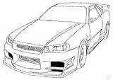 Nissan Skyline Gtr R35 Coloring Drawing Pages Draw Furious Fast R34 Car Jdm Printable Do Deviantart Drawings Cars Mercedes Line sketch template