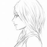 Side Sketch Female Girl Drawing Coloring Anime Template Lying Pages sketch template