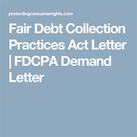 fair debt collection practices act letter fdcpa demand letter debt