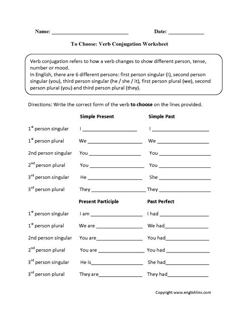 verbs worksheets verb conjugation worksheets
