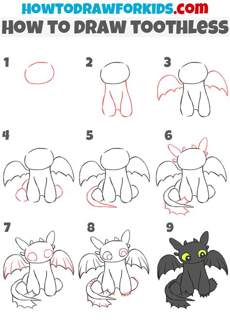 draw toothless easy drawing tutorial  kids