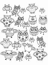 Doodle Coloring Owl Owls Pages Kids Simple Doodling Color Justcolor Print Drawing Animals Doodles Children Easy Composing Style Printable Drawings sketch template