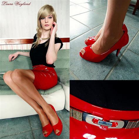 Laura Wayland Red Vinyl Skirt Paris Model Vinyl