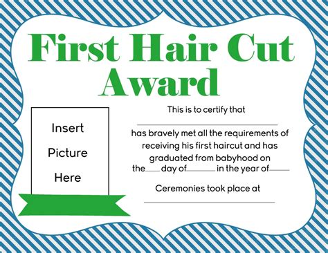printable blank  haircut certificate  printable templates