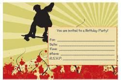 birthday party invitations  skateboard birthday party invites