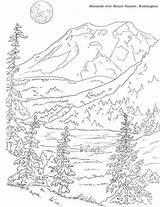 Coloring Pages Mountain Adult Nature Colouring Printable Landscape Adults Landscapes Sheets Drawings Book Books Paisajes Dover Visit Printables Cool sketch template